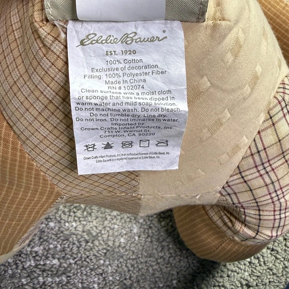 Eddie Bauer Teddy Bear Unisex Medium Tan Patchwork Plaid Cotton Plush Toy 101